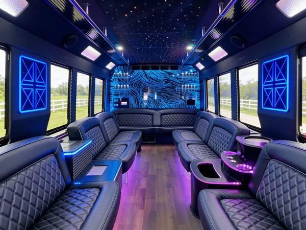 20 passenger party bus interior